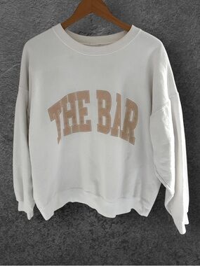 The Bar White Tan Varsity Sweatshirt Size XL